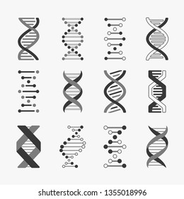 Dna. Helix Cell Gene Structure Bioinformatics Spiral Chromosomes Research Biology Genetic Engineering, Vector Technology Molecule Icon Set