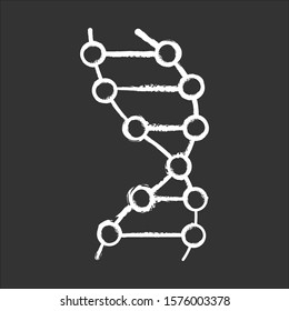 DNA helix chalk icon. Z-DNA. Connected dots, lines. Deoxyribonucleic, nucleic acid. Spiral strands. Chromosome. Molecular biology. Genetic code. Genetics. Isolated vector chalkboard illustration