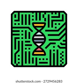 Vector de icono de color de patrón de circuito de hélice de ADN. Muestra de patrón de circuito de hélice de ADN. Ilustración de símbolo aislado