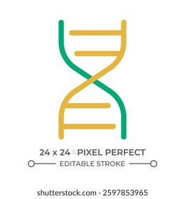 DNA helix colorful line ui icon. Double stranded molecules of nucleic acids. Genome researching. Biotechnology science. Isolated vector duotone linear symbol. User interface element, pixel perfect