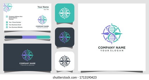 DNA Helix Compass Genetic Logo