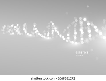 Hélice de ADN, espiral brillante desenfocada, antecedentes científicos