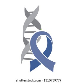 DNA helix with Genetic Disorders awareness ribbon 