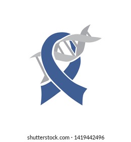 DNA helix with Genetic Disorders awareness ribbon 