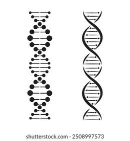 Símbolos genéticos de hélice de ADN Elementos médicos biológicos, genes científicos pictogramas en espiral.