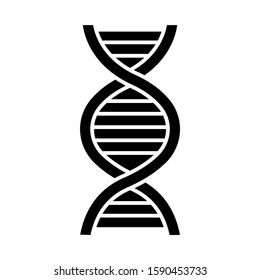 DNA helix glyph icon. Deoxyribonucleic, nucleic acid. Spiraling strands. Chromosome. Molecular biology. Genetic code. Genome. Genetics. Silhouette symbol. Negative space. Vector isolated illustration