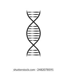 Icono de hélice de ADN. Diseño de Vector negro. Símbolo de la ciencia genética. Estilo lineal simple.