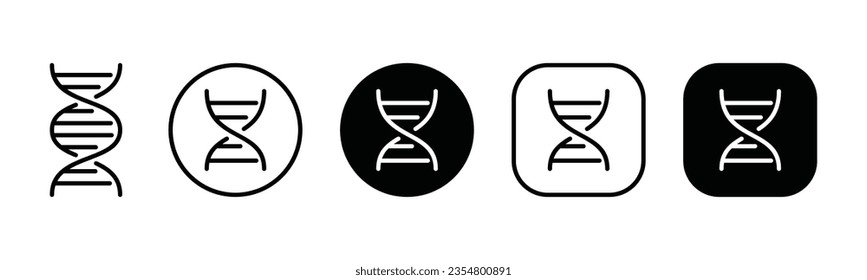 DNA helix icon buttons. Biochemistry icon symbol in line and flat style. Medicals care vector illustration