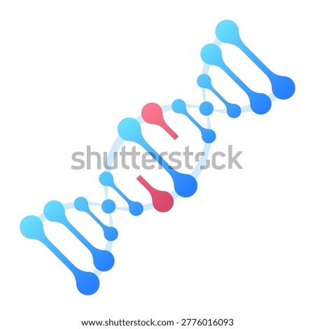 DNA helix icon with highlighted mutation segment in red. Scientific illustration symbolizing genetic modification, biotechnology research, gene editing, medicine innovation and molecular biology