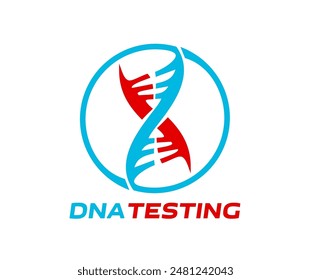 Ícono de la hélice del ADN, investigación científica, tecnología del genoma, evolución genética. Símbolo de Vector de pruebas de ADN con glóbulos rojos azules, hélice o hebra de molécula cromosómica humana, genética médica, biotecnología