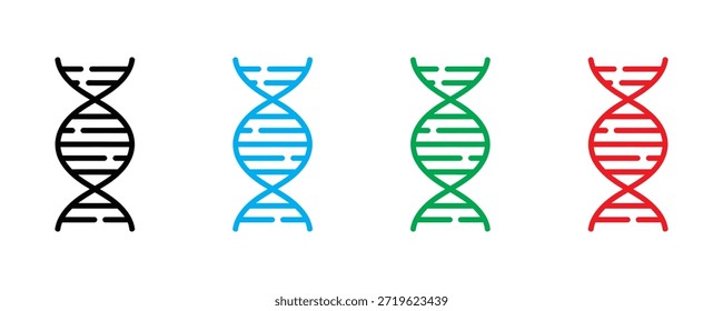 ícone DNA helix definir vetor sobre fundo branco. genética, biologia, ciência, símbolo de molécula. ilustração vetorial.