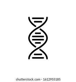 DNA Helix icon template, DNA human genetic symbol vector sign in black flat shape design isolated on white background