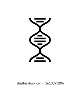 DNA Helix icon template, DNA human genetic symbol vector sign in black flat shape design isolated on white background