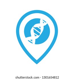 DNA helix inside location pin icon