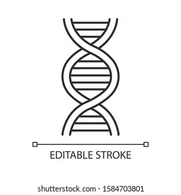 DNA Helix Linear Icon. Deoxyribonucleic, Nucleic Acid Structure. Chromosome. Molecular Biology. Genetic Code. Thin Line Illustration. Contour Symbol. Vector Isolated Outline Drawing. Editable Stroke