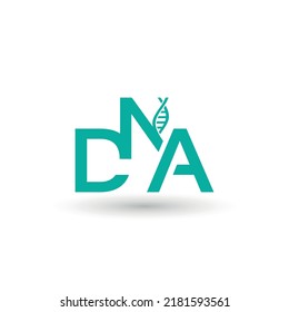DNA-Helix-Logo, DNA-Konzept aus Buchstaben D N und einem Logo