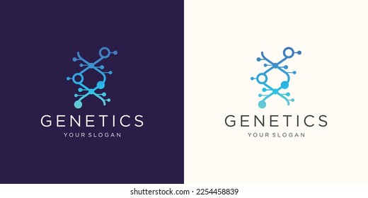 DNA Helix Logo Template. abstract DNA logotype dot Genetics Vector Design. Biological Illustration