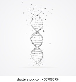 DNA helix made from floating tunes.