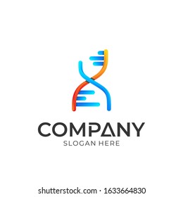 DNA helix minimalist vector logo design, health and science medic logo template