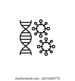 Dna Helix Model And Virus Particles Depicting Genetic Vulnerability