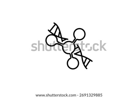 DNA Helix with Molecular Icon Vector illustration line on white background.