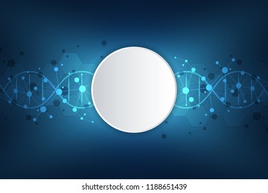 DNA helix and molecular structure. Science and technology concept with molecules background