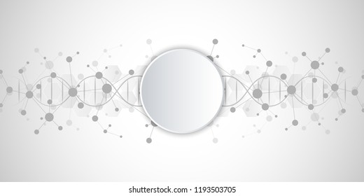 DNA helix and molecular structure. Science and technology concept with molecules background