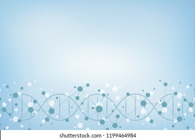 DNA helix and molecular structure. Science and technology concept with molecules background