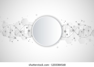 DNA helix and molecular structure. Science and technology concept with molecules background