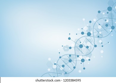 DNA helix and molecular structure. Science and technology concept with molecules background