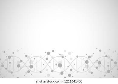 DNA helix and molecular structure. Science and technology concept with molecules background