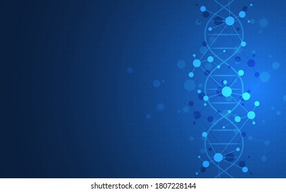 DNA helix and molecular structures. Science, medicine, and technology concept. Vector illustration.