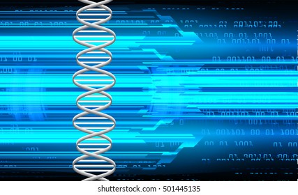 DNA helix molecule, digital data background,blue abstract light hi tech pixel internet technology, Cyber security concept