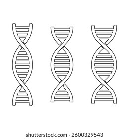 DNA helix outline. Molecular structure icon. Genetic research symbol. Vector biology shape.
