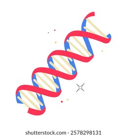 DNA Helix Representation In Flat Vector Illustration Symbolizing Genetics, Biotechnology, And Molecular Science, Isolated On White Background