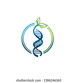 DNA helix scientific laboratory vector logo design template vector
