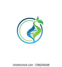DNA helix scientific laboratory vector logo design template vector