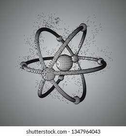 Dna helix sequencing vector background. Dna 3d molecule consist of black particles, points. Abstract molecules design. Medical, technology, chemistry, science illustration, Atomic energy generation