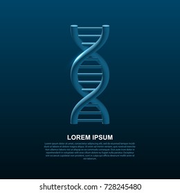 DNA helix with shadow. Editable banner template. Vector illustration