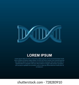 Dna helix with shadow. Editable banner template. Vector illustration
