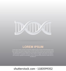 DNA helix with shadow. White 3d DNA spiral on white background. Vector illustration EPS10.