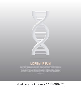 DNA helix with shadow. White 3d DNA spiral on white background. Vector illustration EPS10.