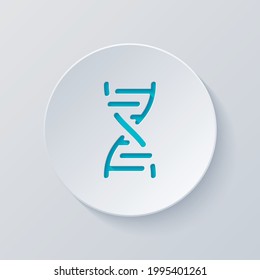 DNA helix, simple icon. Cut circle with gray and blue layers. Paper style