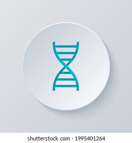 DNA helix, simple icon. Cut circle with gray and blue layers. Paper style