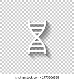 DNA helix, simple icon. White linear icon with editable stroke and shadow on transparent background