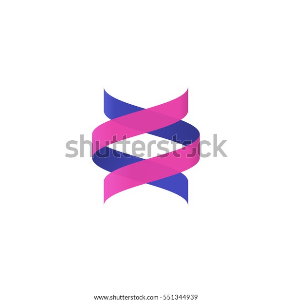 dna helix, simple medical science symbol,\
modern creative ribbon, abstract spiral logo vector element\
isolated, concept of bio technology logotype,  brand design on\
white background