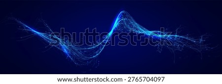 DNA helix spiral isolated biotech 3D scientific object, abstract neurone cell, organic fluid curvy shape, blue futuristic digital wavy line on dark blue background. Vector Illustration.