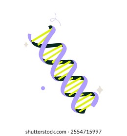 DNA Helix Strand In Flat Vector Illustration Symbolizing Genetics, Science, And Research, Isolated On White Background