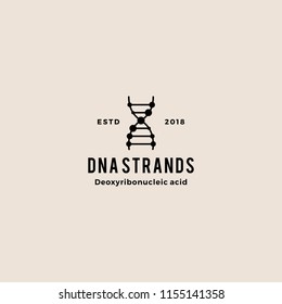 DNA helix strand hipster retro vintage vector logo element illustration