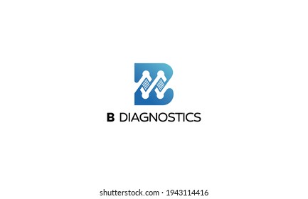 DNA helix strand letter B vector logo element illustration